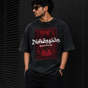 Men’s Washed Black Oversized Acid Wash Drop Shoulder T-Shirt